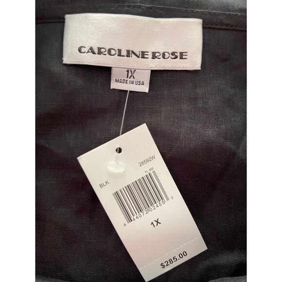 NWT Caroline Rose Women's Black 100% Linen Tunic Top - Picture 6 of 6